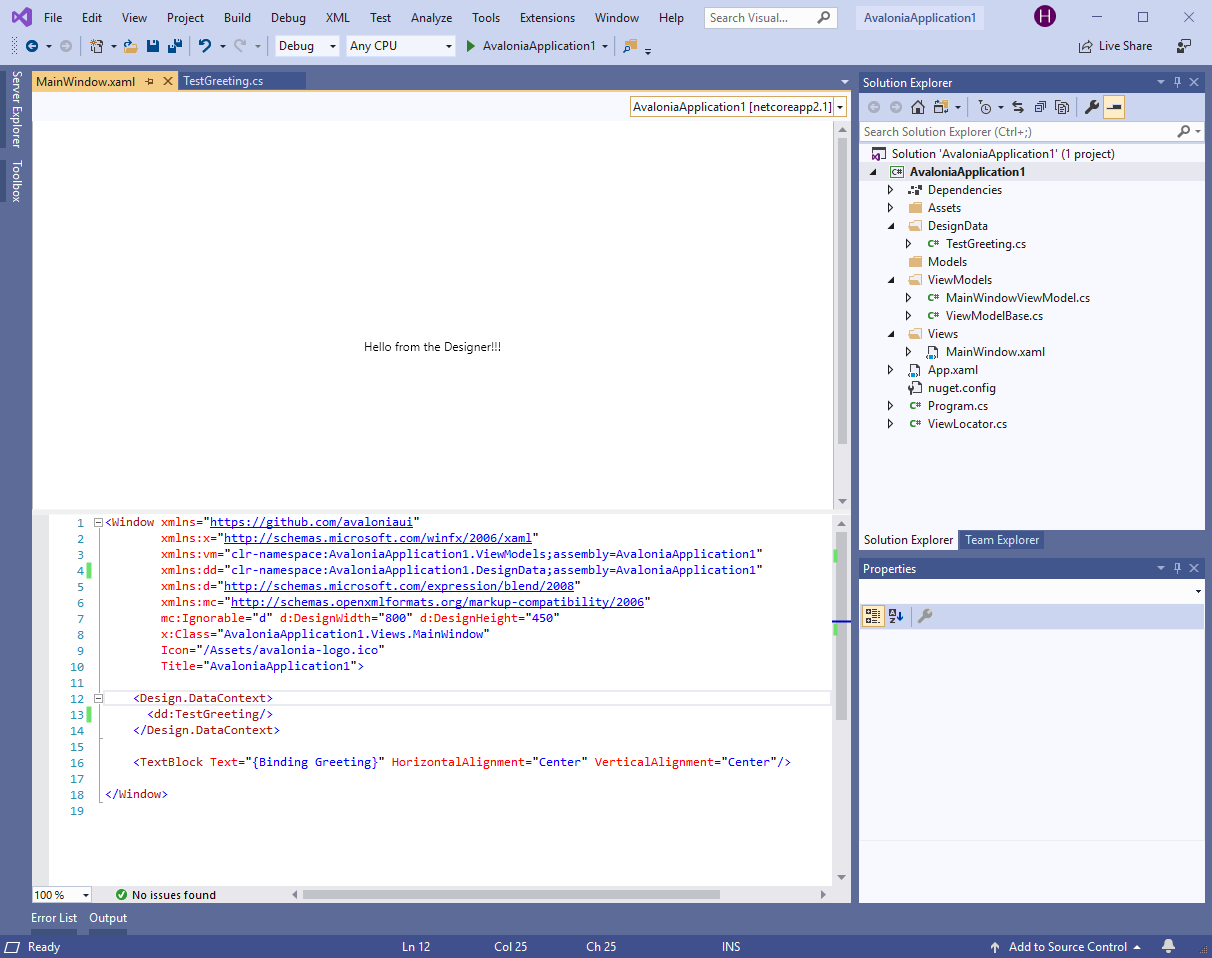 Visual Studio Screenshot of final project