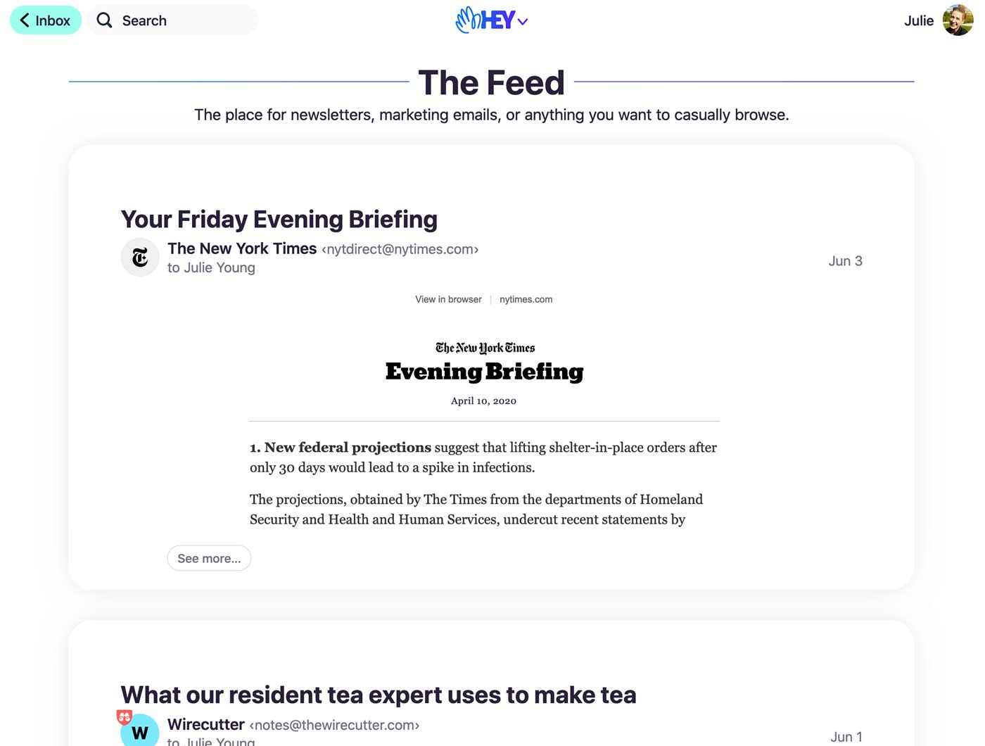 Hey.com 'The Feed'