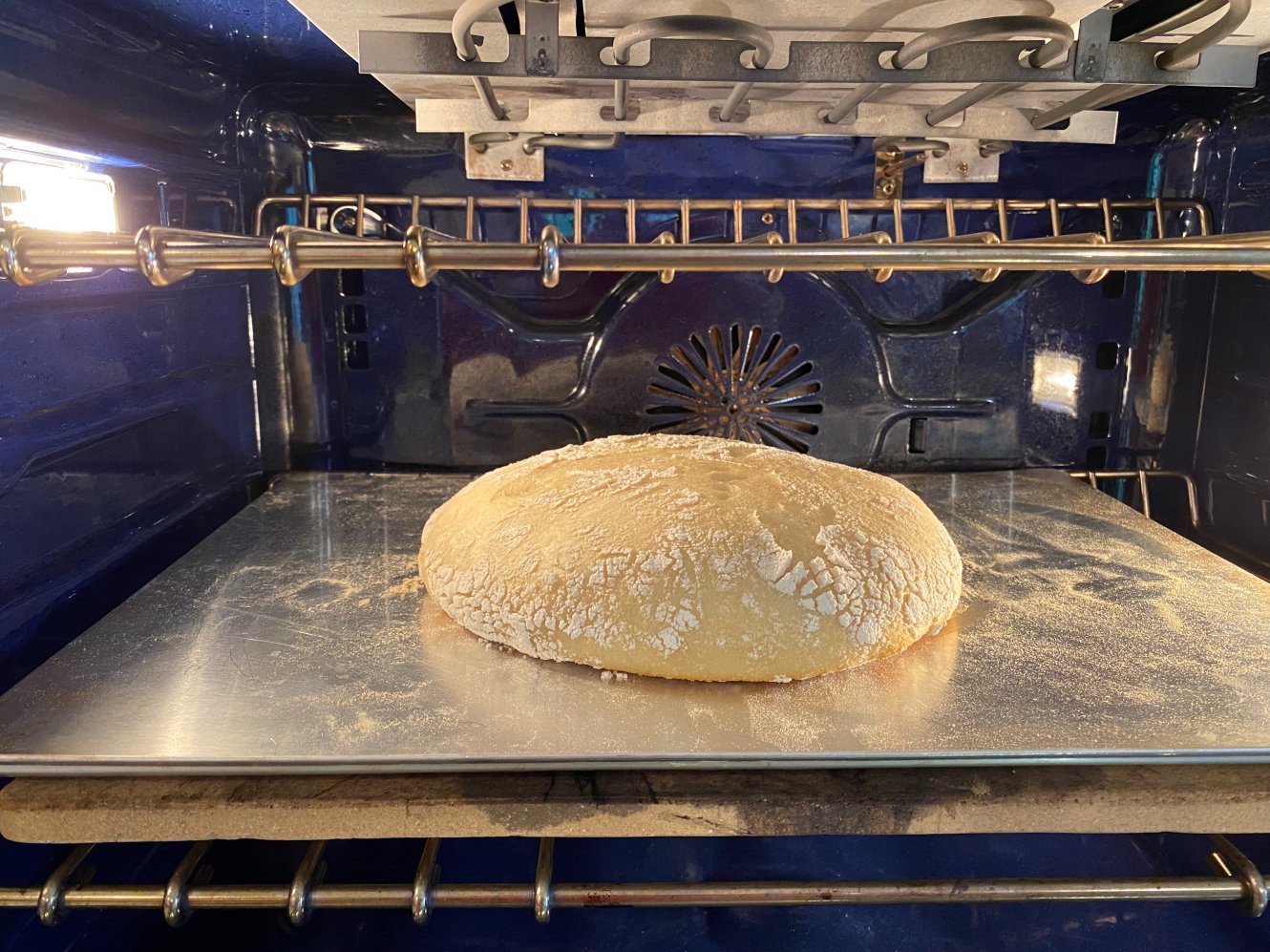 Dough after uncovering in the oven