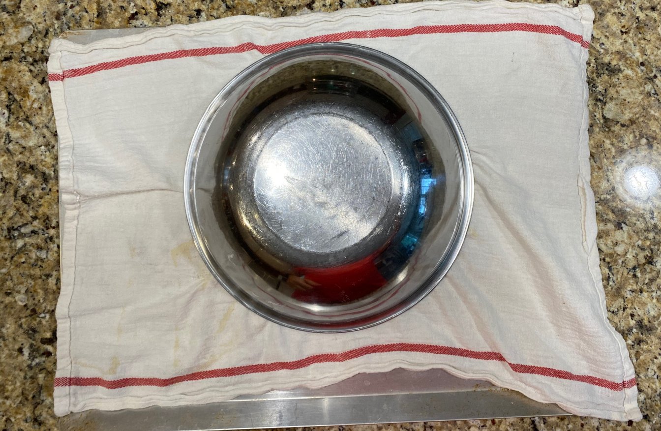 Just after flipping the dough