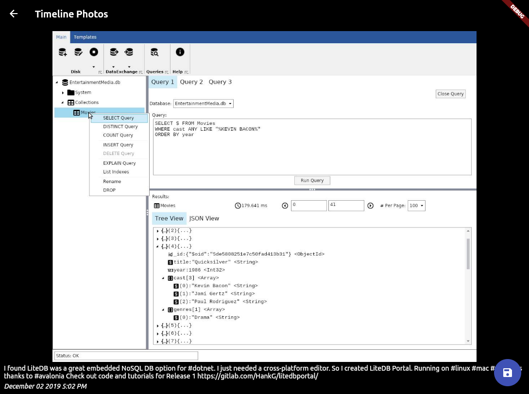 Image details screen