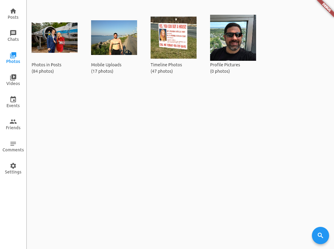 Photo galleries screen