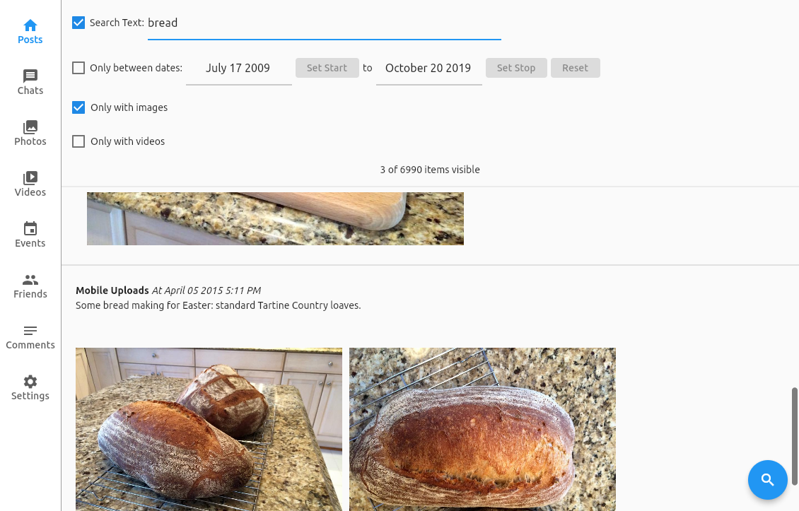 Posts view with search example