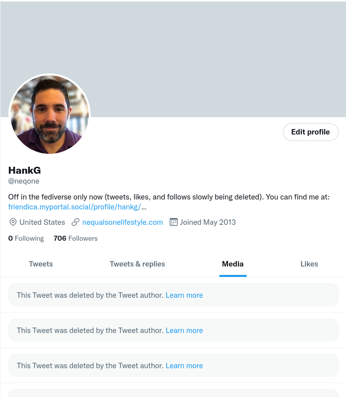 Screenshot showing 'Tweet Deleted By Author' Cards on profile