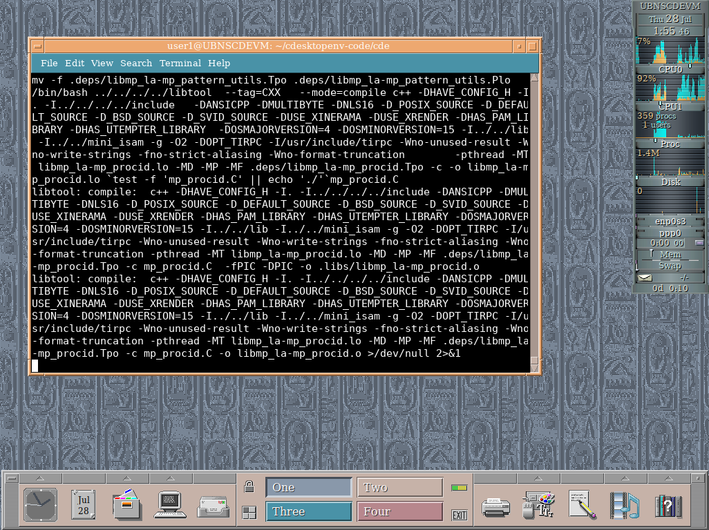 Screenshot of CDE being built under the NsCDE desktop environment