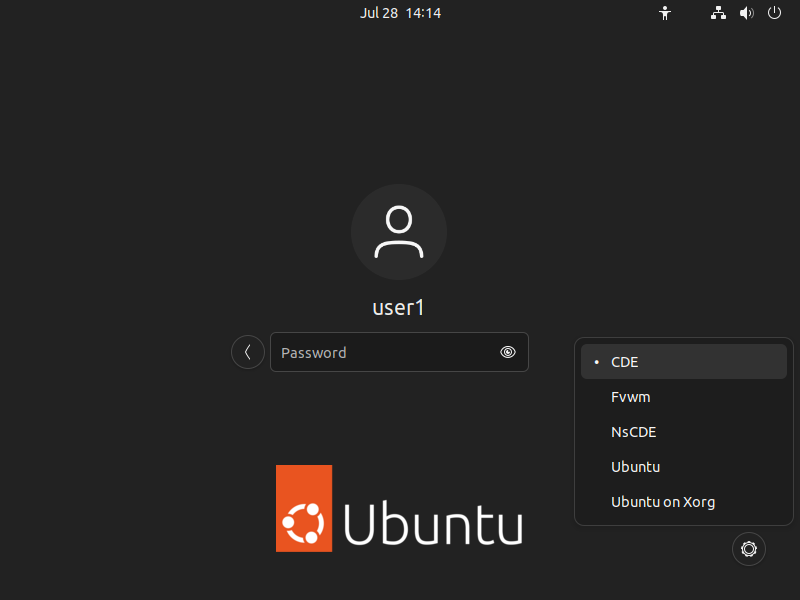 Screenshot of login window with CDE option