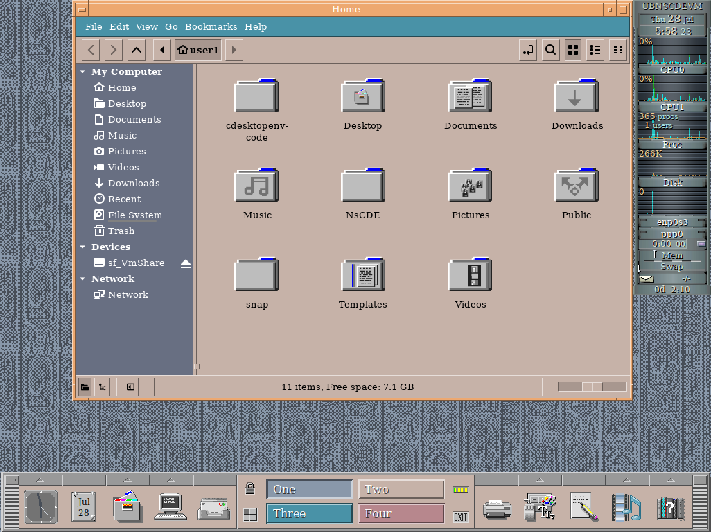 Screenshot of NsCDE running Nemo File Manager