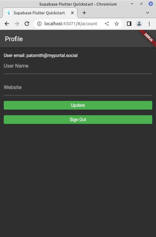 Screenshot showing our app's login page