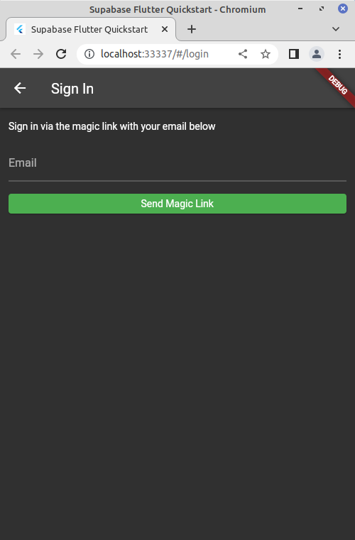 Screenshot showing our app's login page