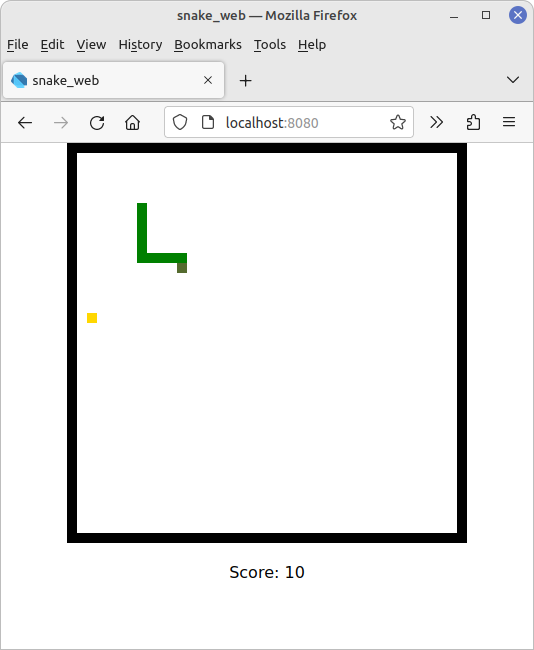 Screenshot of the Dart Web in Chromium version of the snake game