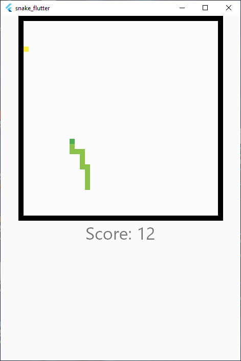 Screenshot of the Flutter on Windows version of the snake game